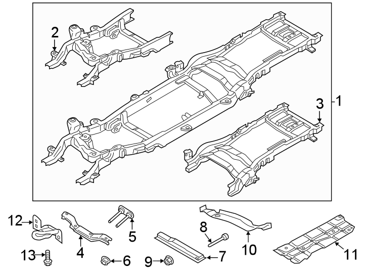 Diagram FRAME & COMPONENTS. for your 1985 Ford Bronco II   