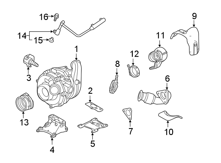 Diagram TURBOCHARGER & COMPONENTS. for your Ford