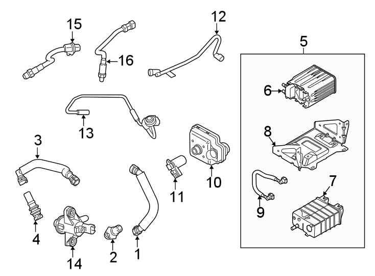 Diagram EMISSION SYSTEM. EMISSION COMPONENTS. for your 2008 Ford Fusion   