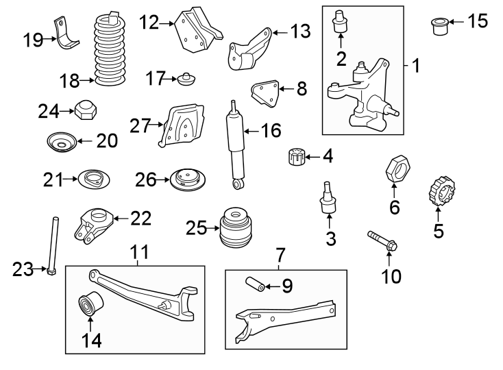 Diagram FRONT SUSPENSION. SUSPENSION COMPONENTS. for your Ford