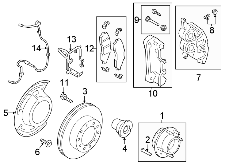 Diagram FRONT SUSPENSION. BRAKE COMPONENTS. for your 2024 Ford F-150   