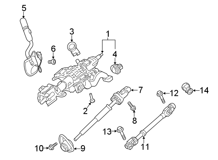 Diagram Steering column components. for your 2014 Ford Transit Connect   