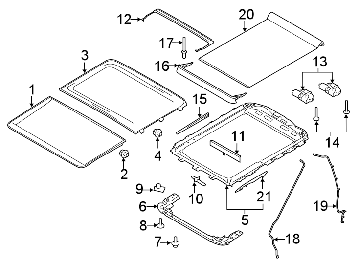 Diagram SUNROOF. for your 2013 Ford F-150 5.0L V8 FLEX A/T 4WD XLT Crew Cab Pickup Fleetside 