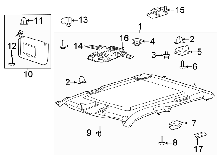 Diagram INTERIOR TRIM. for your 2017 Lincoln MKZ Premiere Sedan 2.0L EcoBoost A/T FWD 