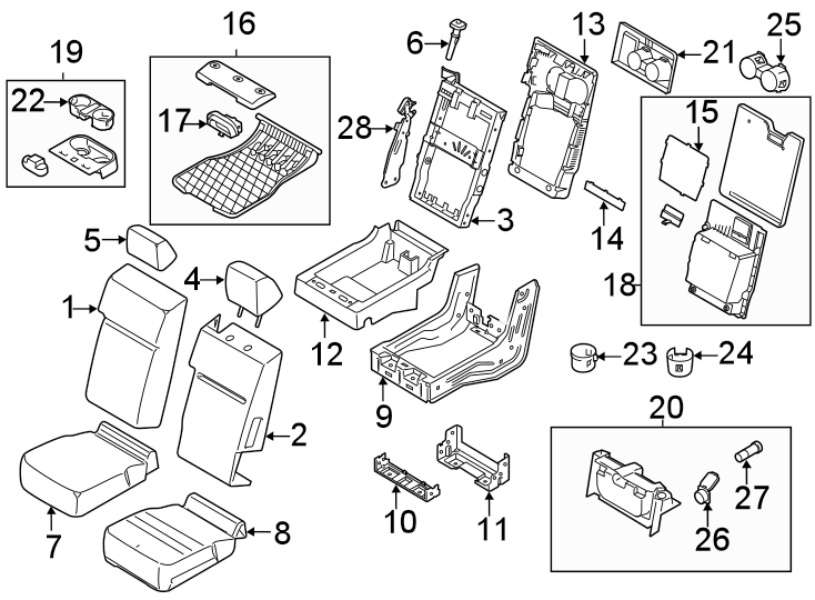 Diagram SEATS & TRACKS. FRONT SEAT COMPONENTS. for your Ford F-350 Super Duty  