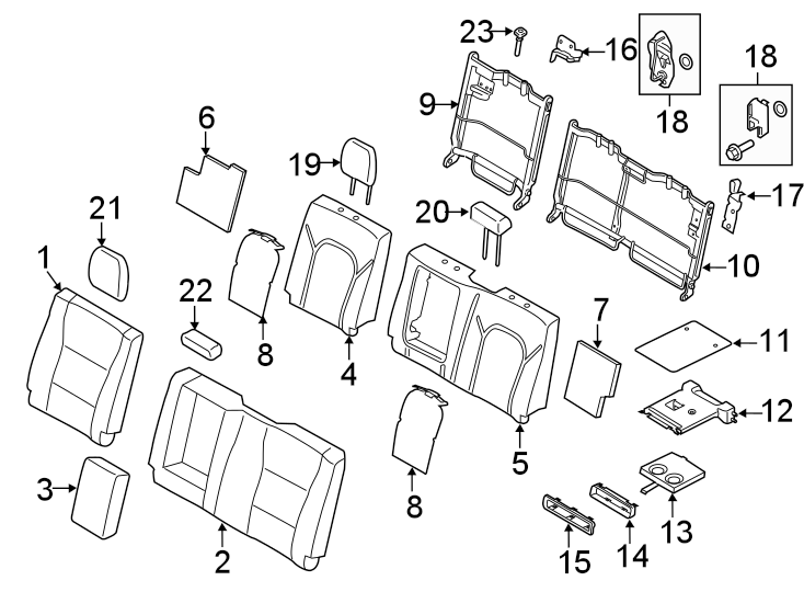 Diagram SEATS & TRACKS. REAR SEAT COMPONENTS. for your 2016 Ford Explorer   