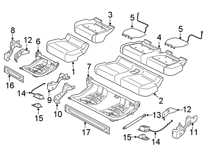 Diagram SEATS & TRACKS. REAR SEAT COMPONENTS. for your 1998 Lincoln Navigator   