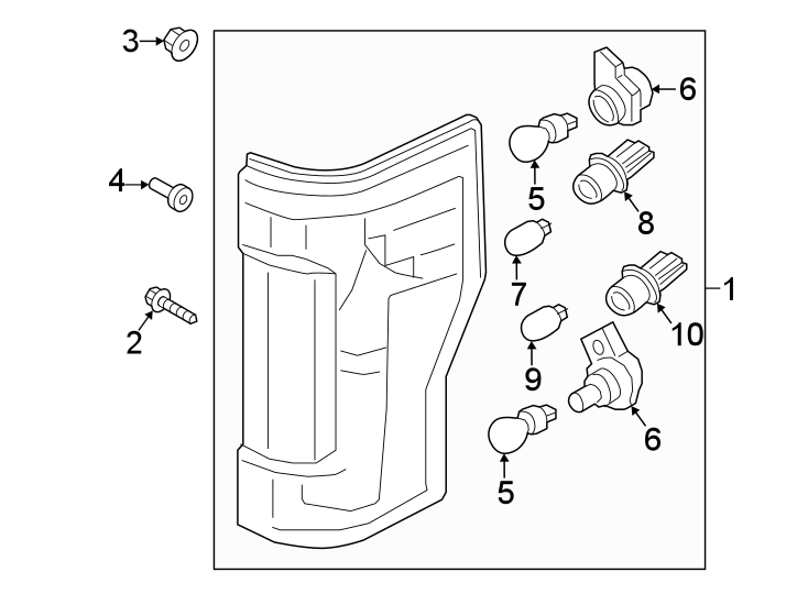 Diagram Rear lamps. Tail lamps. for your 2020 Ford F-350 Super Duty 6.2L V8 FLEX A/T RWD XLT Standard Cab Pickup 