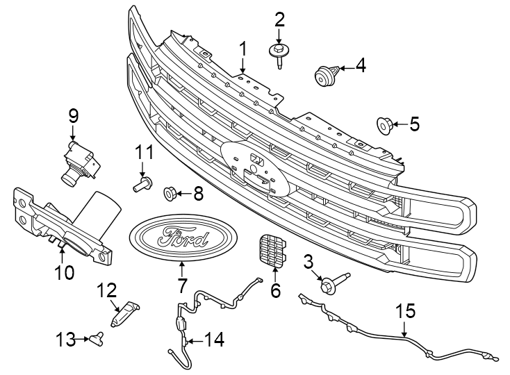 Diagram Grille & components. for your 2015 Lincoln MKZ   