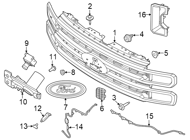 Diagram Grille & components. for your 2018 Lincoln MKZ   