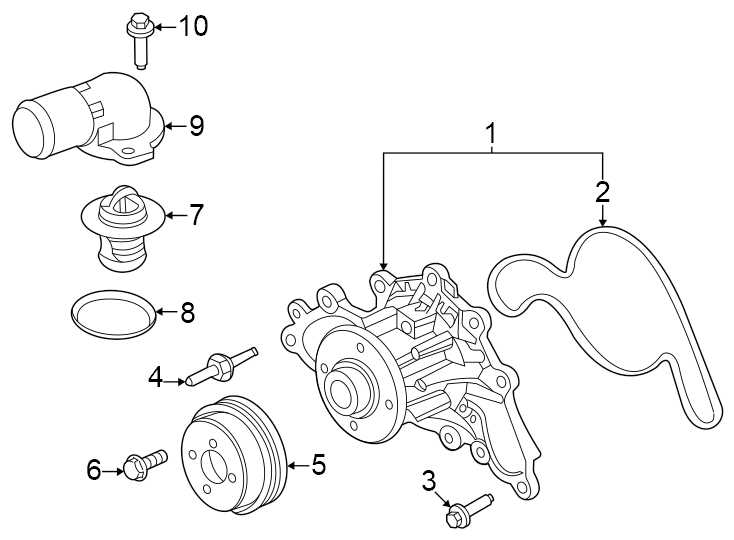 Diagram Water pump. for your Ford