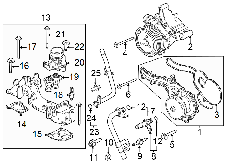 Diagram Water pump. for your 2013 Ford F-250 Super Duty   