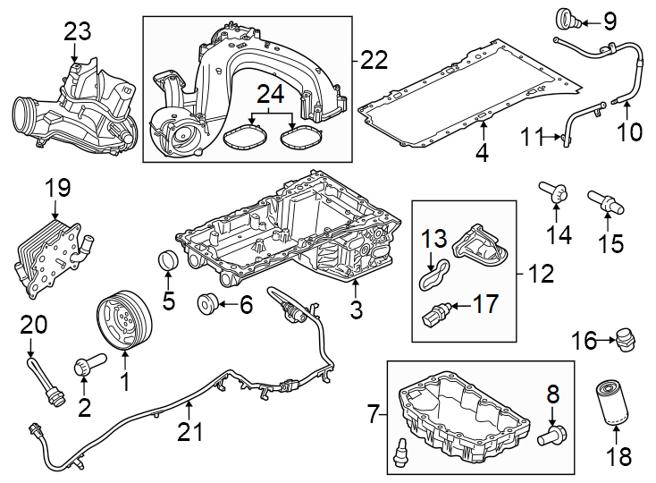 Diagram Engine parts. for your Ford