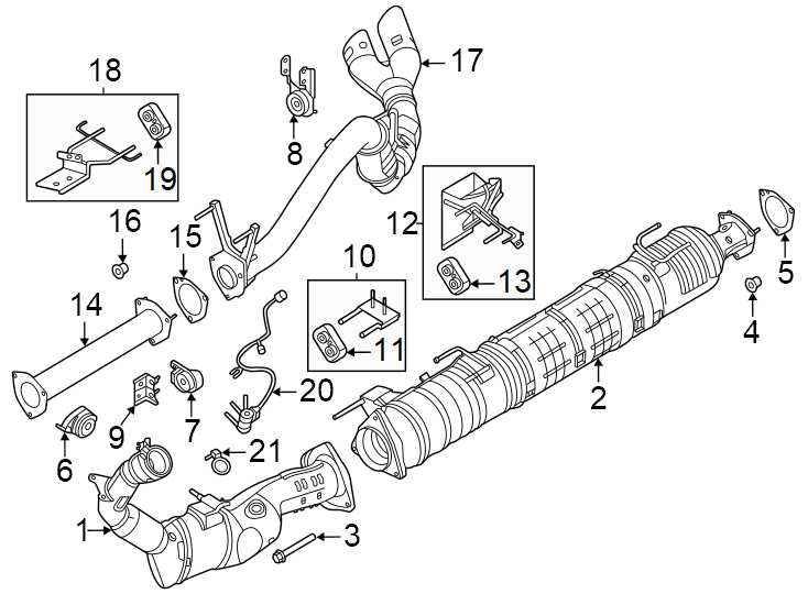 Diagram Exhaust system. Exhaust components. for your 2022 Ford Bronco   