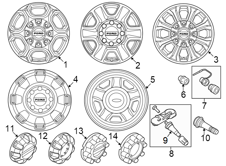 Diagram Wheels. for your 2023 Ford Mustang 2.3L EcoBoost A/T EcoBoost Coupe 