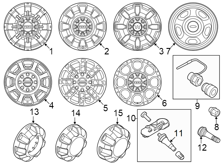 Diagram Wheels. for your 2023 Ford Mustang 2.3L EcoBoost A/T EcoBoost Coupe 