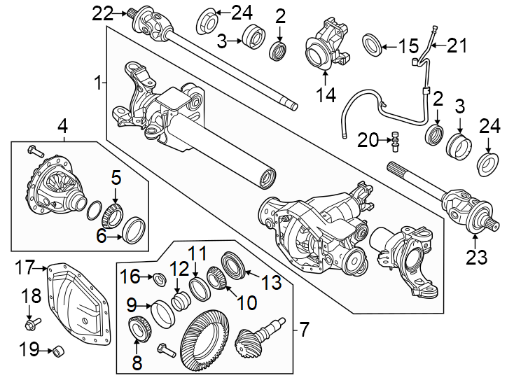 Diagram Front suspension. Carrier & front axles. for your Ford F-350 Super Duty  