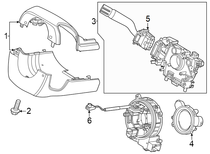 Diagram Steering column. Shroud. Switches & levers. for your Ford
