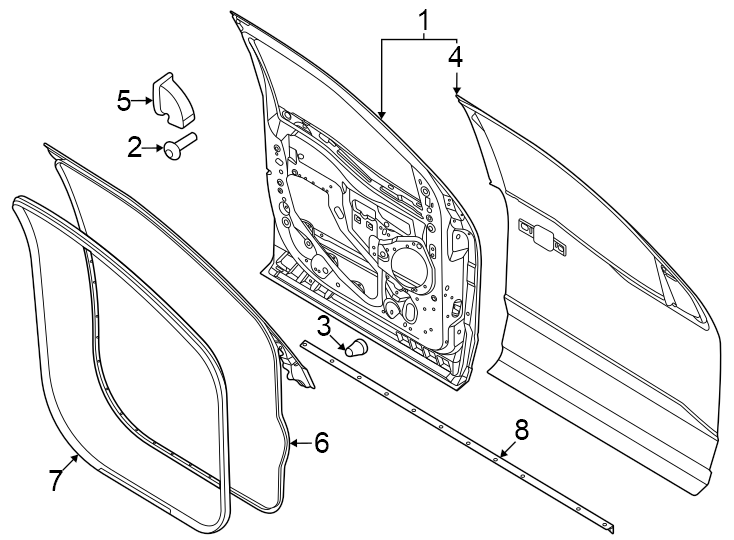 Diagram Front door. Door & components. for your 2020 Ford F-150   