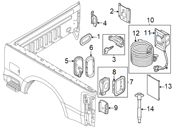 Diagram Pick up box. Cargo area trim. for your Ford