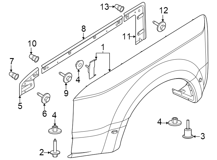 Pick up box. Fender flare. Diagram