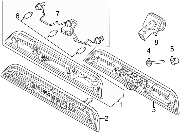 Diagram Rear lamps. High mounted stop lamp. for your 2006 Ford F-150 4.2L Triton V6 A/T 4WD STX Extended Cab Pickup Stepside 