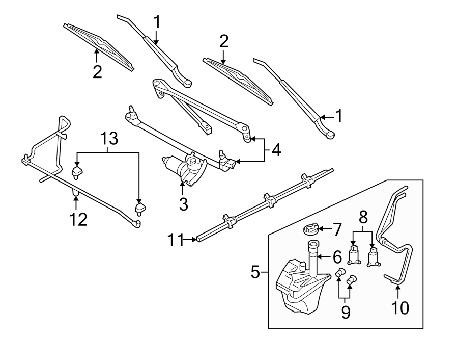 Diagram WIPER & WASHER COMPONENTS. for your 1988 Ford F-150   