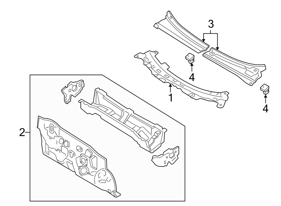 Diagram COWL. for your 2005 Ford Ranger 4.0L V6 M/T RWD XLT Extended Cab Pickup Fleetside 