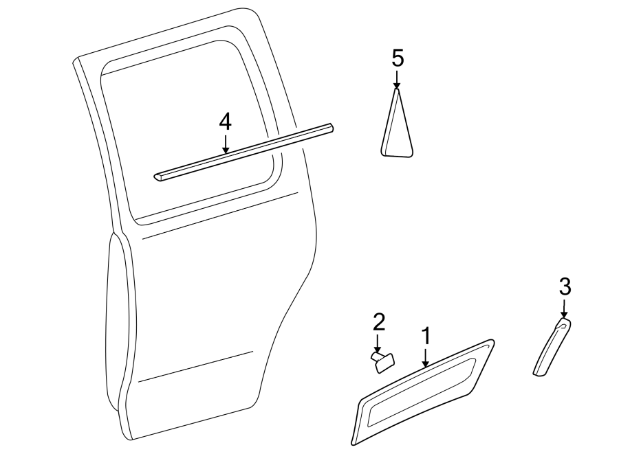 Diagram REAR DOOR. EXTERIOR TRIM. for your Mercury Mariner  