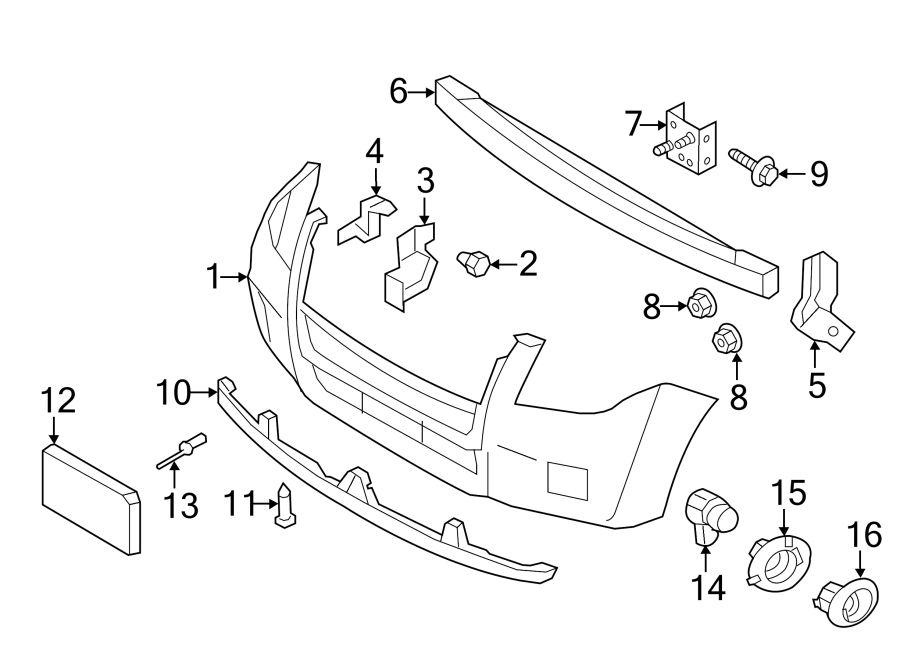 Diagram FRONT BUMPER. BUMPER & COMPONENTS. for your 2016 Ford F-150 2.7L EcoBoost V6 A/T 4WD XL Standard Cab Pickup Fleetside 