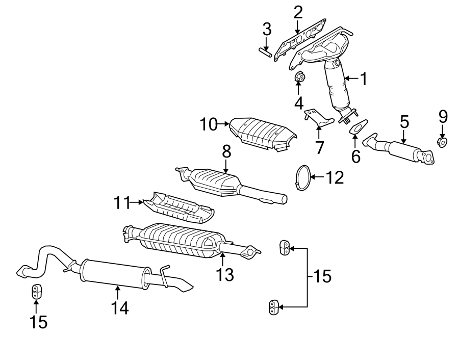 Diagram EXHAUST SYSTEM. EXHAUST COMPONENTS. for your 2017 Lincoln MKZ Premiere Hybrid Sedan  