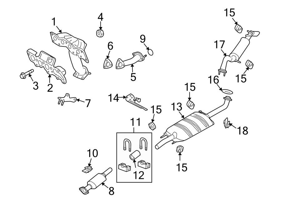 Diagram EXHAUST SYSTEM. EXHAUST COMPONENTS. for your 2015 Lincoln MKZ Hybrid Sedan  