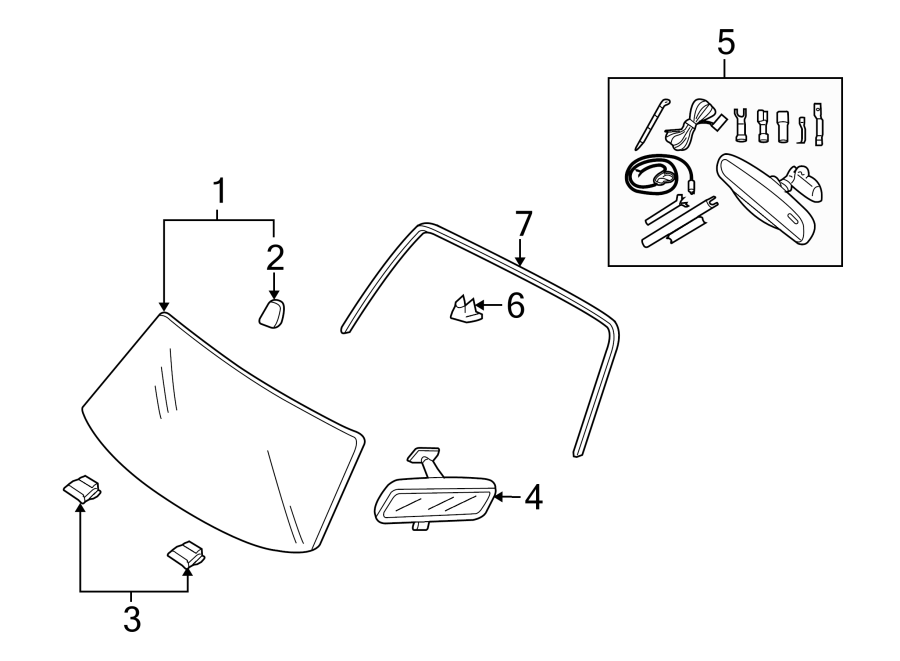 Diagram WINDSHIELD. GLASS. REVEAL MOLDINGS. for your 2002 Ford Escape   