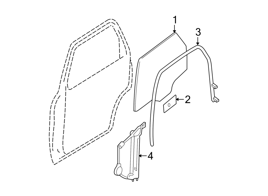 Diagram REAR DOOR. GLASS & HARDWARE. for your 2009 Ford F-150  XLT Crew Cab Pickup Fleetside 