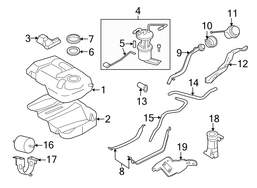 Diagram FUEL SYSTEM COMPONENTS. for your 2002 Ford F-450 Super Duty  Lariat Cab & Chassis - Crew Cab 