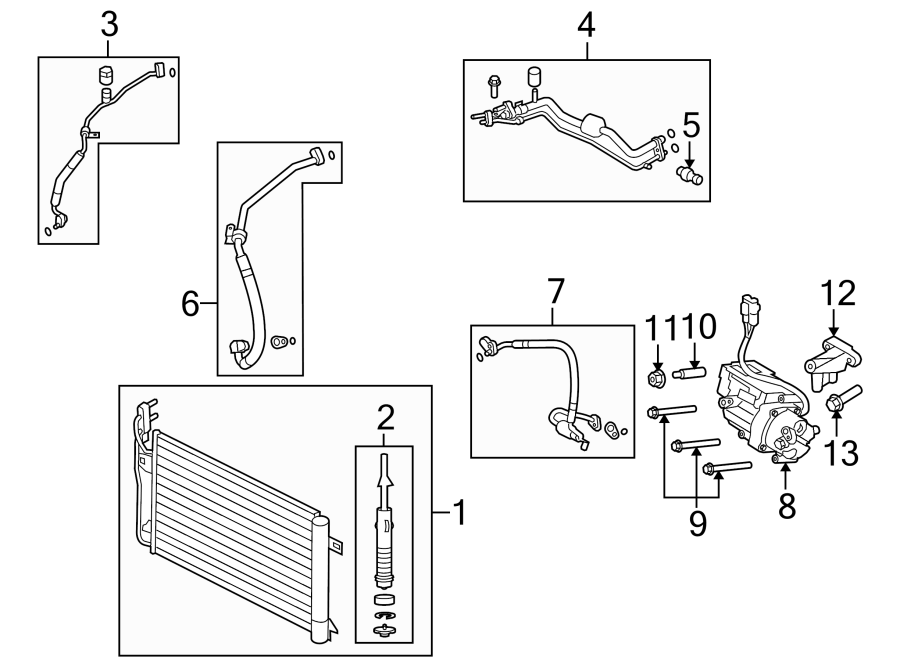 Diagram AIR CONDITIONER & HEATER. COMPRESSOR & LINES. CONDENSER. for your 1998 Ford F-150 5.4L Triton V8 CNG M/T RWD XLT Extended Cab Pickup Fleetside 