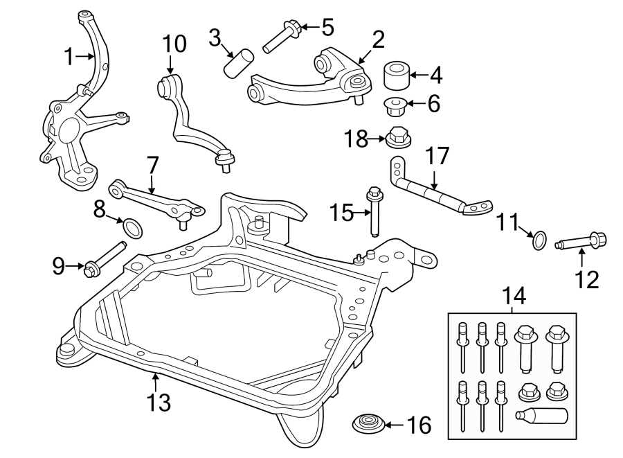 Diagram FRONT SUSPENSION. SUSPENSION COMPONENTS. for your 1994 Ford F-150   