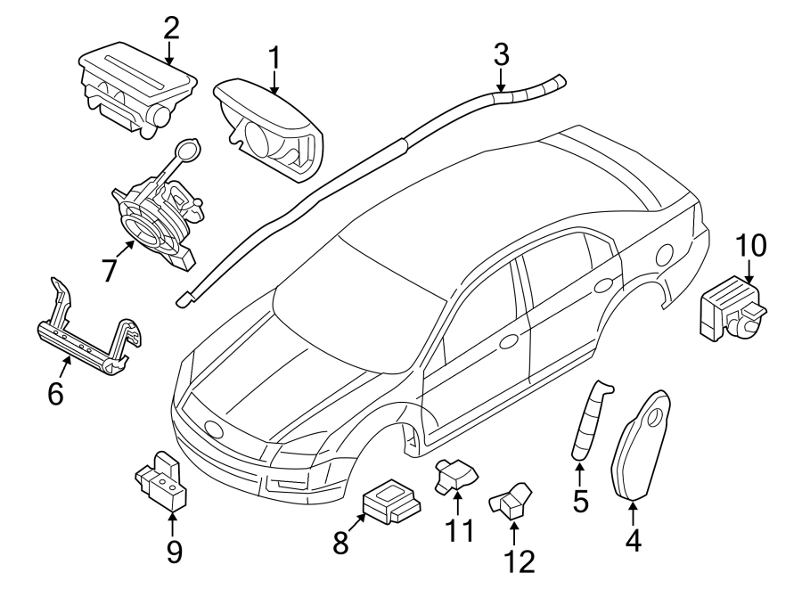 Diagram RESTRAINT SYSTEMS. AIR BAG COMPONENTS. for your Mercury Milan  