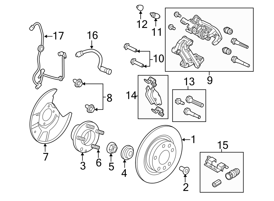 Diagram REAR SUSPENSION. BRAKE COMPONENTS. for your 2017 Lincoln MKZ Premiere Sedan  