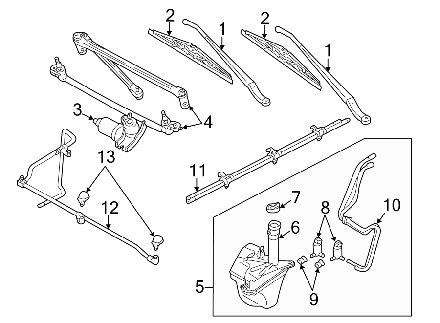 Diagram WINDSHIELD. WIPER & WASHER COMPONENTS. for your 1988 Ford F-150   