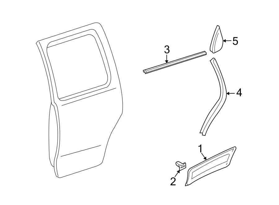 Diagram REAR DOOR. EXTERIOR TRIM. for your Mercury Mariner  