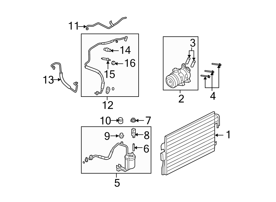 Diagram AIR CONDITIONER & HEATER. COMPRESSOR & LINES. for your 2024 Ford F-150  STX Extended Cab Pickup Fleetside 