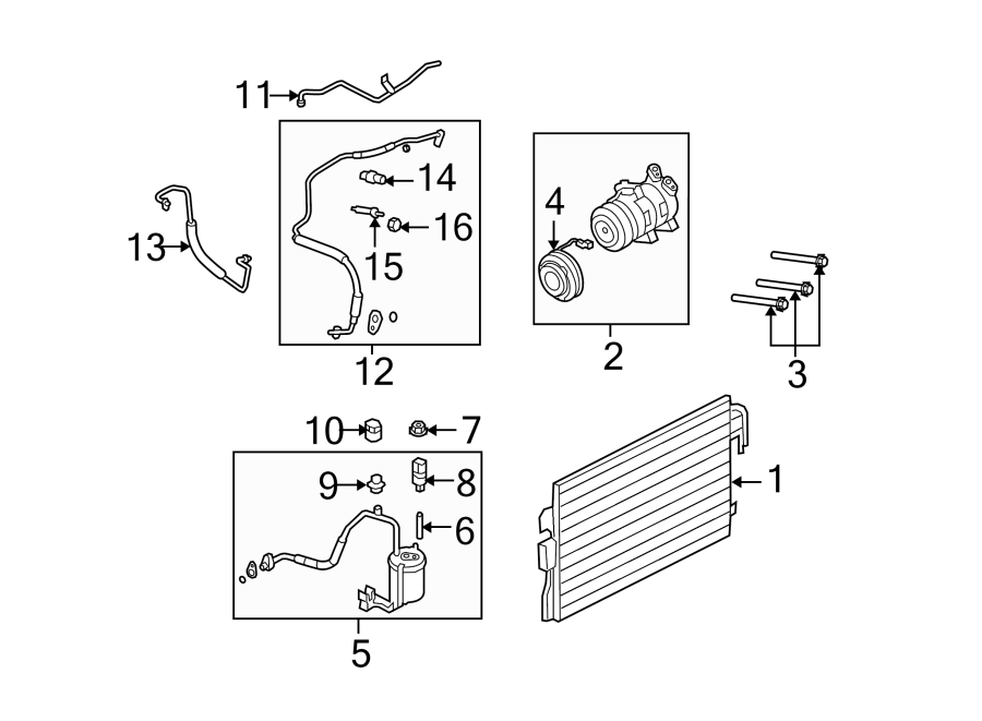 Diagram AIR CONDITIONER & HEATER. COMPRESSOR & LINES. for your 2024 Ford F-150  STX Extended Cab Pickup Fleetside 