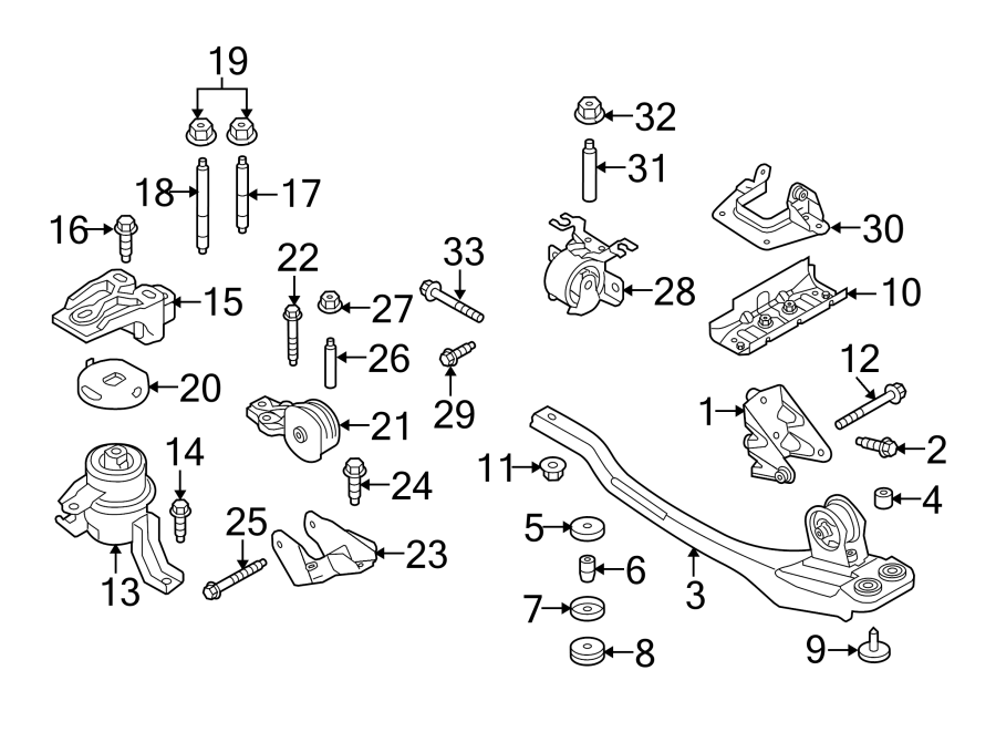 Diagram ENGINE / TRANSAXLE. ENGINE & TRANS MOUNTING. for your 2009 Mercury Mariner   