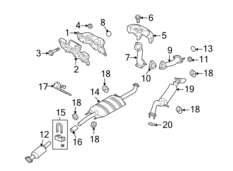 Diagram EXHAUST SYSTEM. EXHAUST COMPONENTS. for your 2017 Lincoln MKZ Reserve Hybrid Sedan  