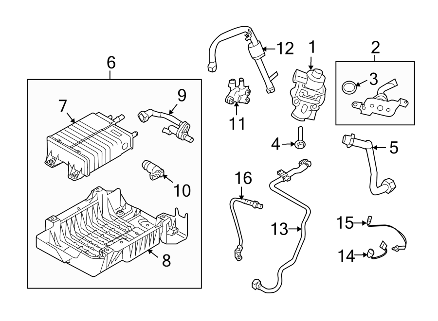 Diagram EMISSION SYSTEM. EMISSION COMPONENTS. for your 2013 Ford Flex   