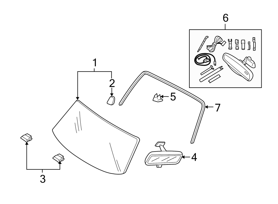 Diagram WINDSHIELD. GLASS. REVEAL MOLDINGS. for your 2002 Ford Escape   