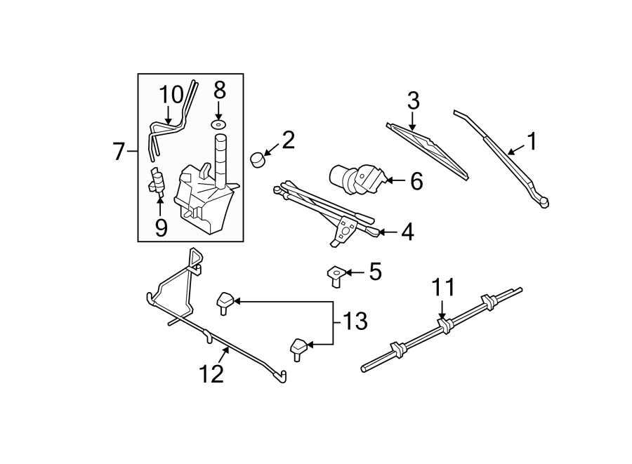 Diagram WIPER & WASHER COMPONENTS. for your Ford F-150  