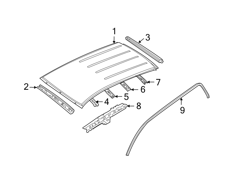 Diagram ROOF & COMPONENTS. for your 1986 Ford Bronco   