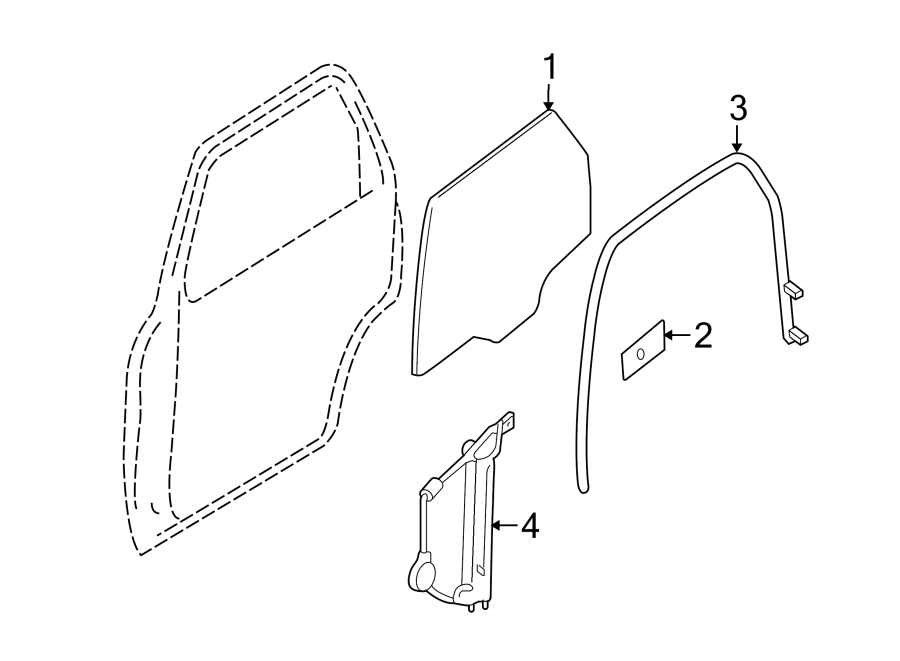 Diagram REAR DOOR. GLASS & HARDWARE. for your 2009 Ford F-150  XLT Crew Cab Pickup Fleetside 